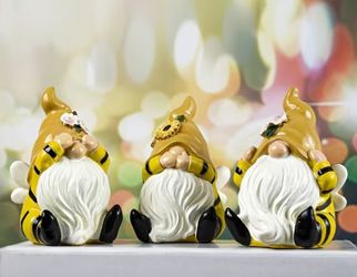 Sunflower Bee Knome Set Resin New