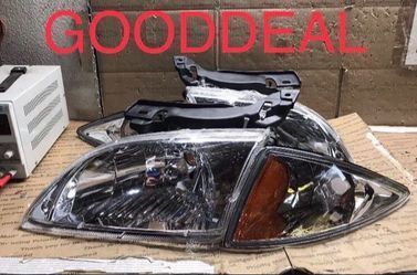 #27 Fit 00-2002 Chevy Chevrolet Cavalier Chrome Halogen Headlight Head Light Set Pair