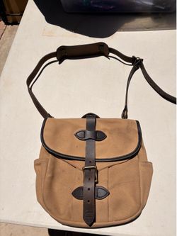 Filson Rugged Twill Field Bag - Tan and Brown Leather