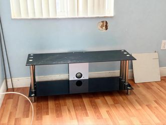 Black Glass TV Stand with Chrome Legs