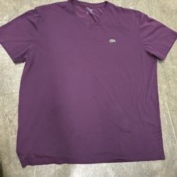 Lacoste Men's Deep Purple V-Neck Tee