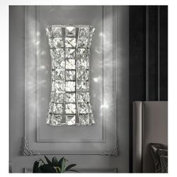 Crystal Wall Light Fixtures,Modern Chrome Wall Lamp with Clear K9 Crystals,Luxury Crystal Wall Sconces for Living Room Bedroom Bathroom Hallway Doorwa