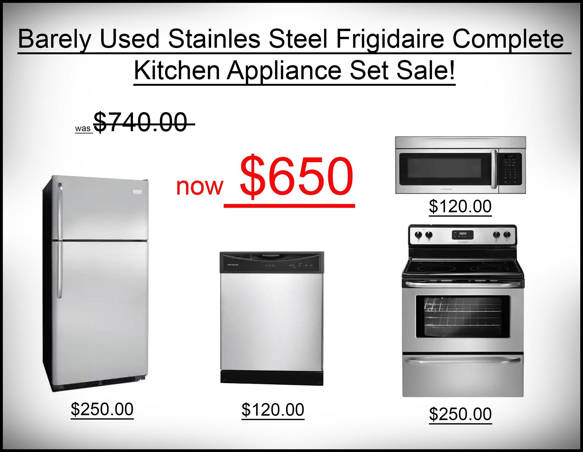 Frigidaire Stainless Steel Complete Kitchen Appliance Set