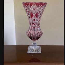 Bohemian Crystal Vase 13 1/2 H 