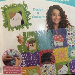 Squishmallows Pattern No-Sew Blanket & Pillow Tween DIY Craft Kit