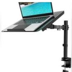 10/15#376 Laptop Tray Desk Mount for 17inch Notebook, Fully Adjustable Laptop Arm up to 22lbs, Monitor Mount with Vented Cooling Platform Stand (M