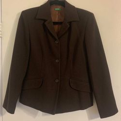 United Colors of Benetton Women's Blazer, Brown, Size 42 MSRP $160