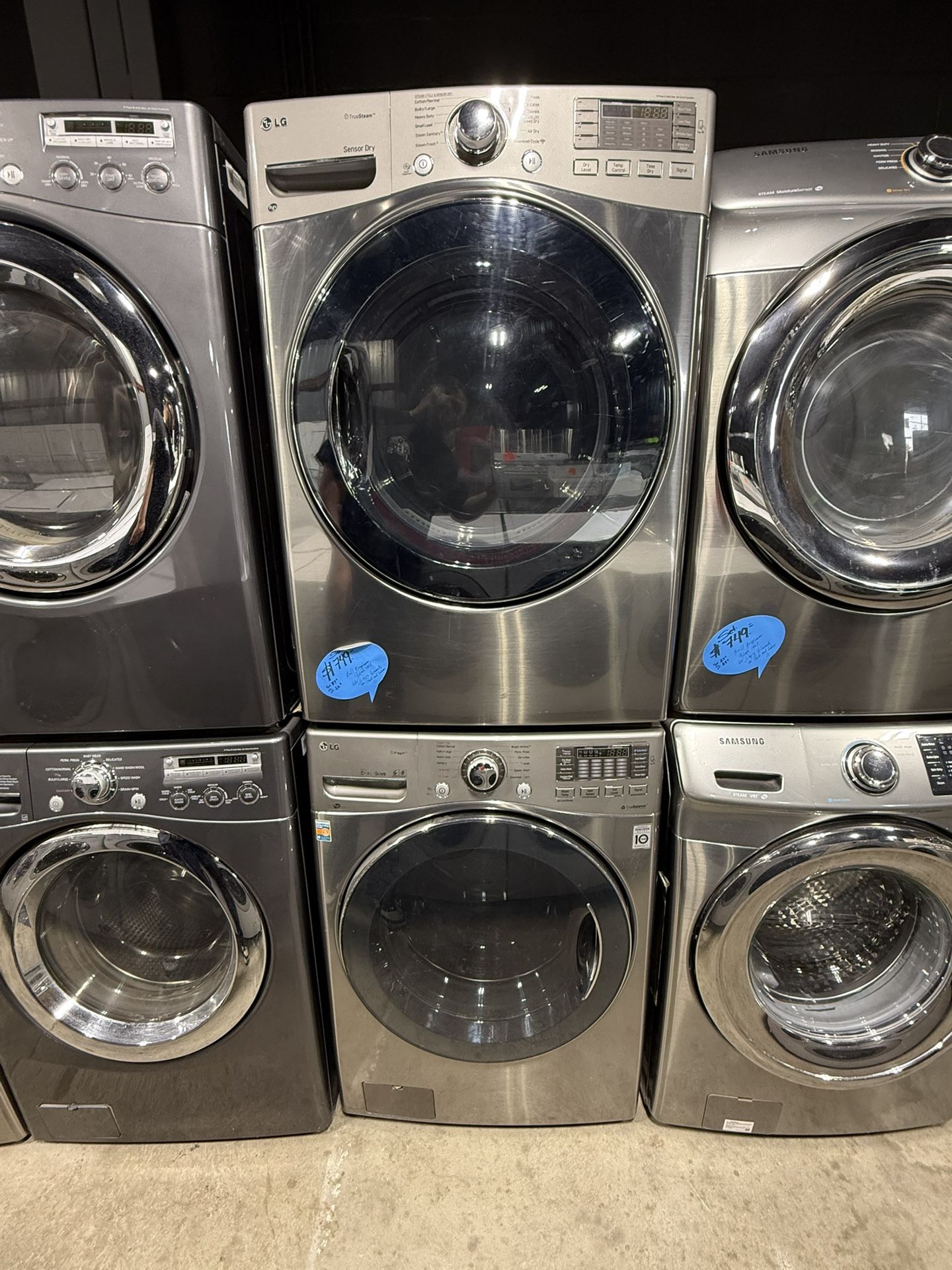 LG Stainless steel front load washer and gas dryer set 