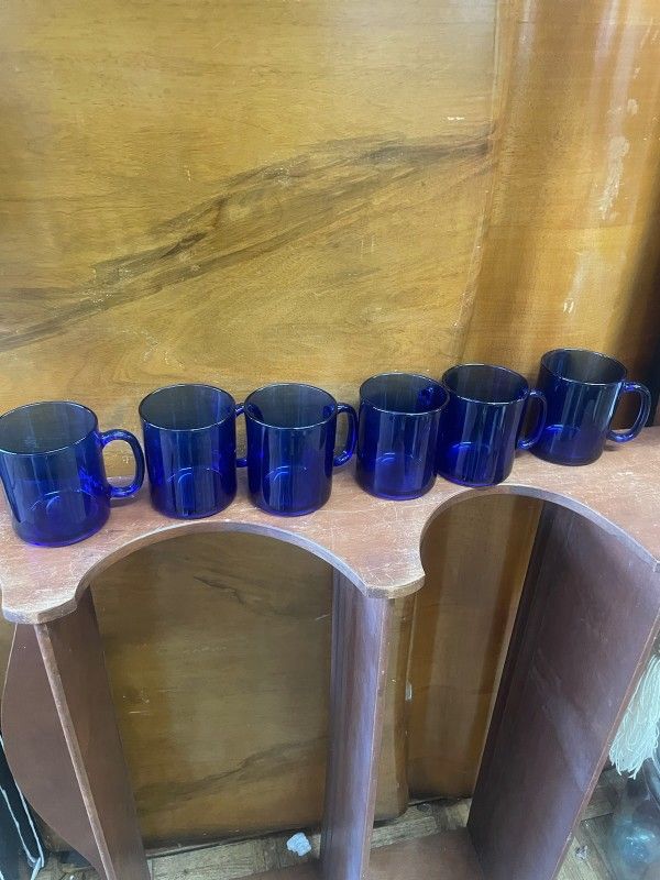Vintage Set Of Cobalt Blue Coffee Mugs Mug Cup Set Of Six