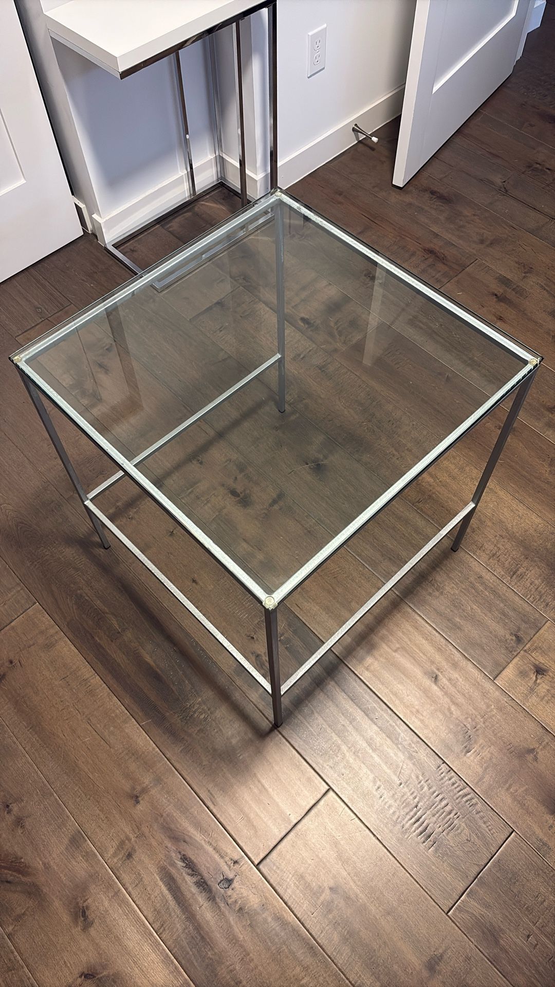 Metal Frame Glass Top End Table