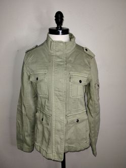 Kensie Jeans Sage Green Utility Zip Button Pockets Lightweight Jacket Women's M