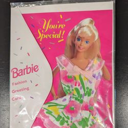 Barbie Fashion Greeting Card -You're Special! Floral Dress 1994 New Vintage Mattel