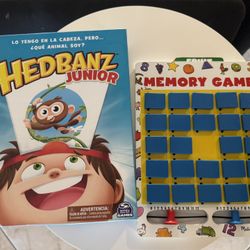 2 Kids Board Games! Memory And Hedbanz to Learn Animals In Spanish PICK UP TODAY