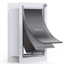 3-Flap Pet Door for Wall, Steel Frame and Telescoping Tunnel, Aluminum Lock, Double Flap Dog Door and Cat Door, Strong and Durable (Pets Up to 100 Lb)