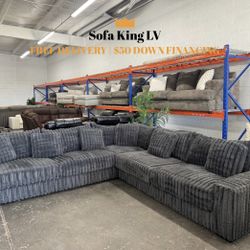 Free Delivery* XL Gray Corduroy Sofa
