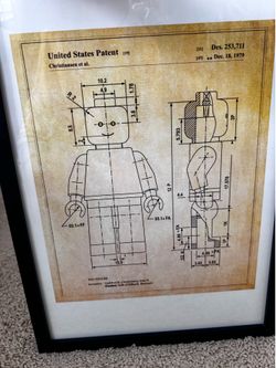Set of 3 Framed Lego Patent Prints