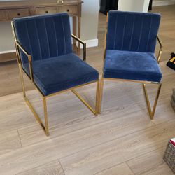 Blue Velvet Chairs X 3