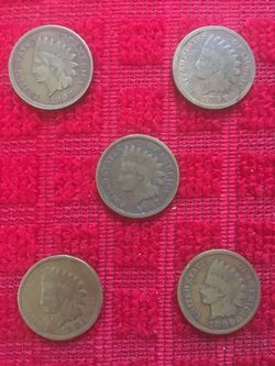 (5) Indian One Cent coins $50.00 CASH, TEXT FOR PRICES.