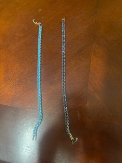 BUNDLE-2 Tennis Bracelets Aqua and dark blue