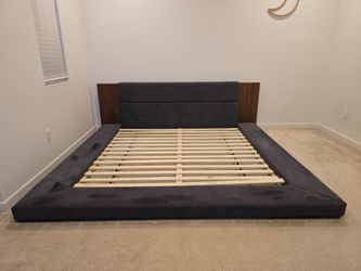 Modern Upholstered King Platform Bed Frame