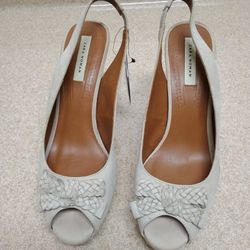 New Zara Bow Peep Toe Sling Back Platform Leather Sandal Size 9