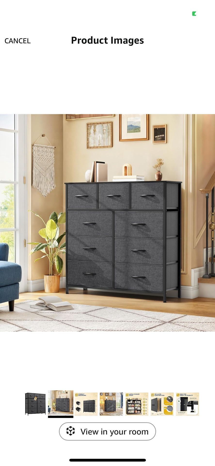 9 Drawers Dresser for Bedroom, Fabric Storage Tower for Living Room, Entryway - Sturdy Steel Frame, Wooden Top & Easy Pull Fabric Bins