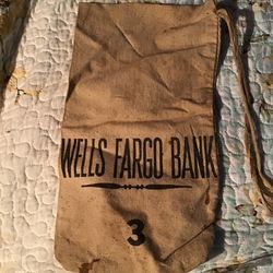 Vintage Burlap Wells Fargo Money Bag