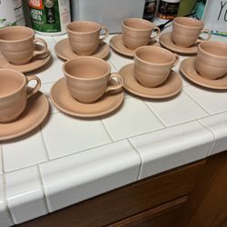 8 Total Fiestaware Tea Cup And Saucer Like New