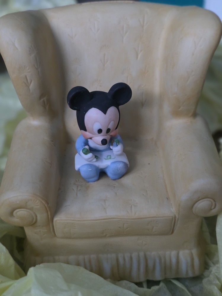 1984 Disney's New Arrivals Baby Mickey Mouse Ceramic Bank ~ In Original Box