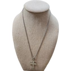 Stainless Steel Long Strand Cross Pendant Necklace