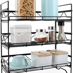 Spice Rack Organizer for Countertop, 3 Tier Foldable Standing Storage Rack 