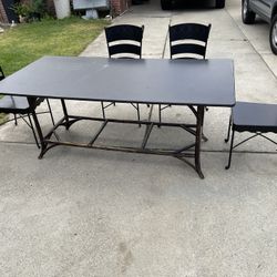 Solid wood Table, Solid Metal Chairs , Sillas De Fierro