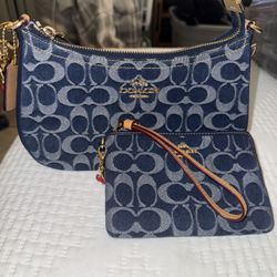 Denim Terri Shoulder Bag And Wallet
