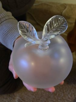 Lalique Frosted Crystal Nina Ricci GRAND POMME Large Apple Perfume Bottle 5 3/4"