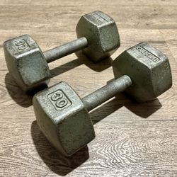 Vintage set.  (2) IVANKO Hex Dumbbells   30 lbs  Total: 60 lbs  $1.8 per pound.