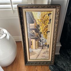 Original Mid Century Signed Oil Painting New Orleans Dick Malanoski Wall Hanging Frame Heavy MCM Wood Glass Signed Art Artwork Painting RARE 