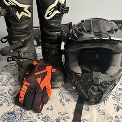 Dirt Bike Boots And Helmet