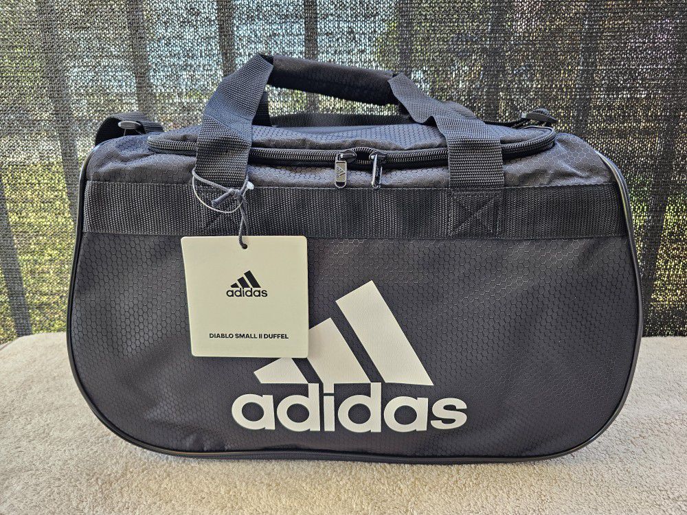 Adidas Diablo Small II Hex Solid Duffel Gym Practice Shoulder Bag (White/Black)