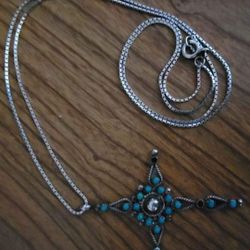 Silver Native Indian Cross Necklace 