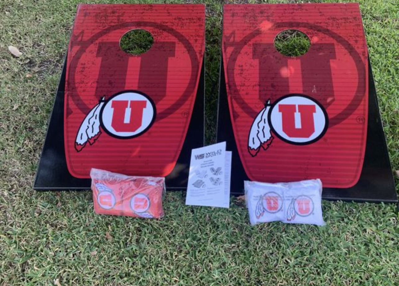 Brandnew Cornhole Bean Bag Toss Game Set Kit Full Size Utah Utes Tailgate Outdoor Indoo