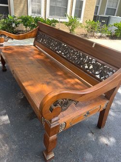 solid teak wood bench