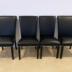 Elegant Black Leather Dining Chairs (Set of 4)