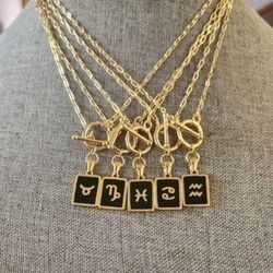 Aquarius Gold Zodiac Pendant Necklace 