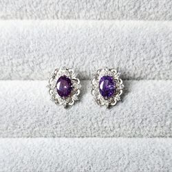 Amethyst & White Sapphire Earrings 