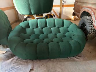 Modern Emerald Bubble Couch, Chair and Ottoman