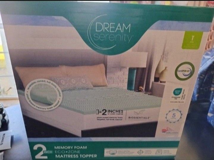 Dream Serenity 2" Eco Zone Mattress Topper Twin Size ($70 Retail)