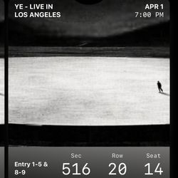 Kanye West Concert Ticket Sec 516 Inglewood April 1st Sofi