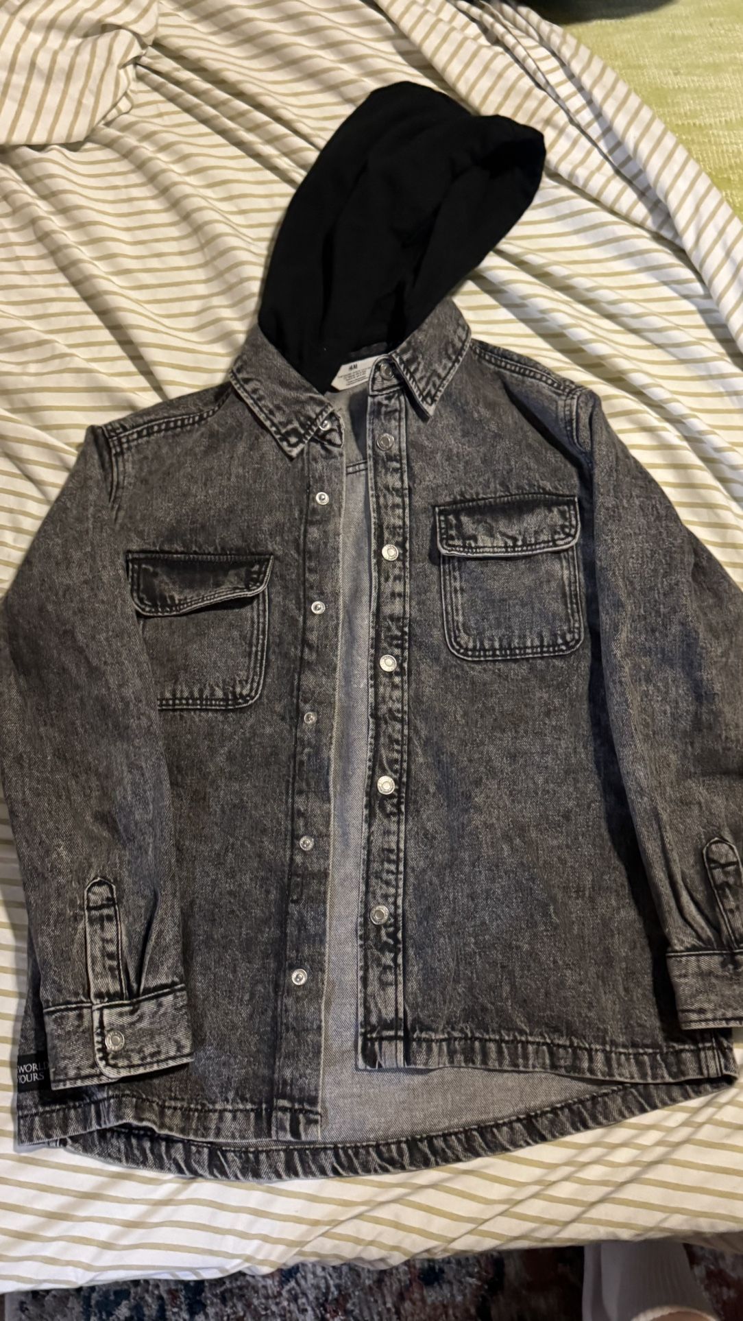 Kids Jean Black Hoodie Jacket Size 10