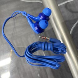 Free blue headphones with traditional audio jack!