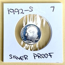 1992 - S.     Silver Proof Beautiful Uncirculated Roosevelt Dime.